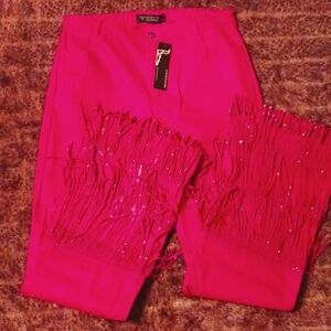 Lucky & Blessed Red Fringed Jeans NWT XL